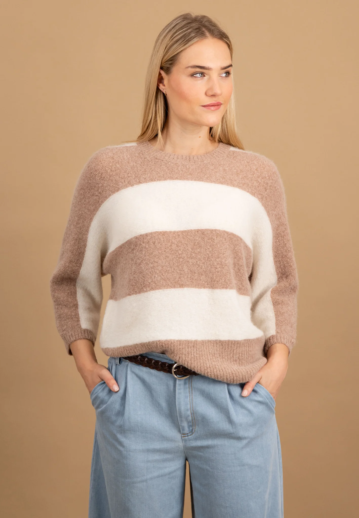 Pullover aus Alpaka-Wollmix mit Blockstreifenmuster