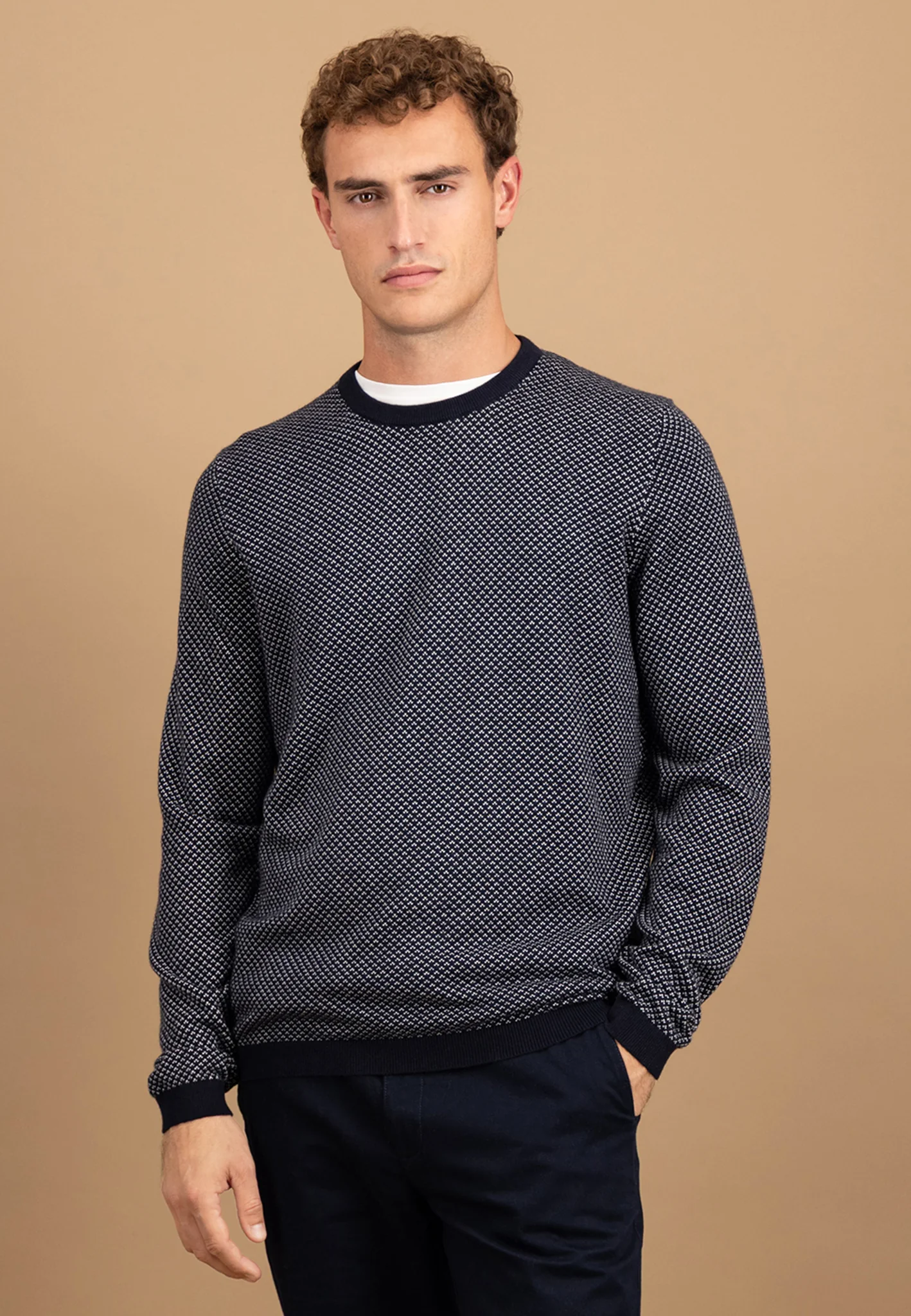 Pullover aus Baumwoll-Kaschmir-Mix mit Strukturmuster - Image 3