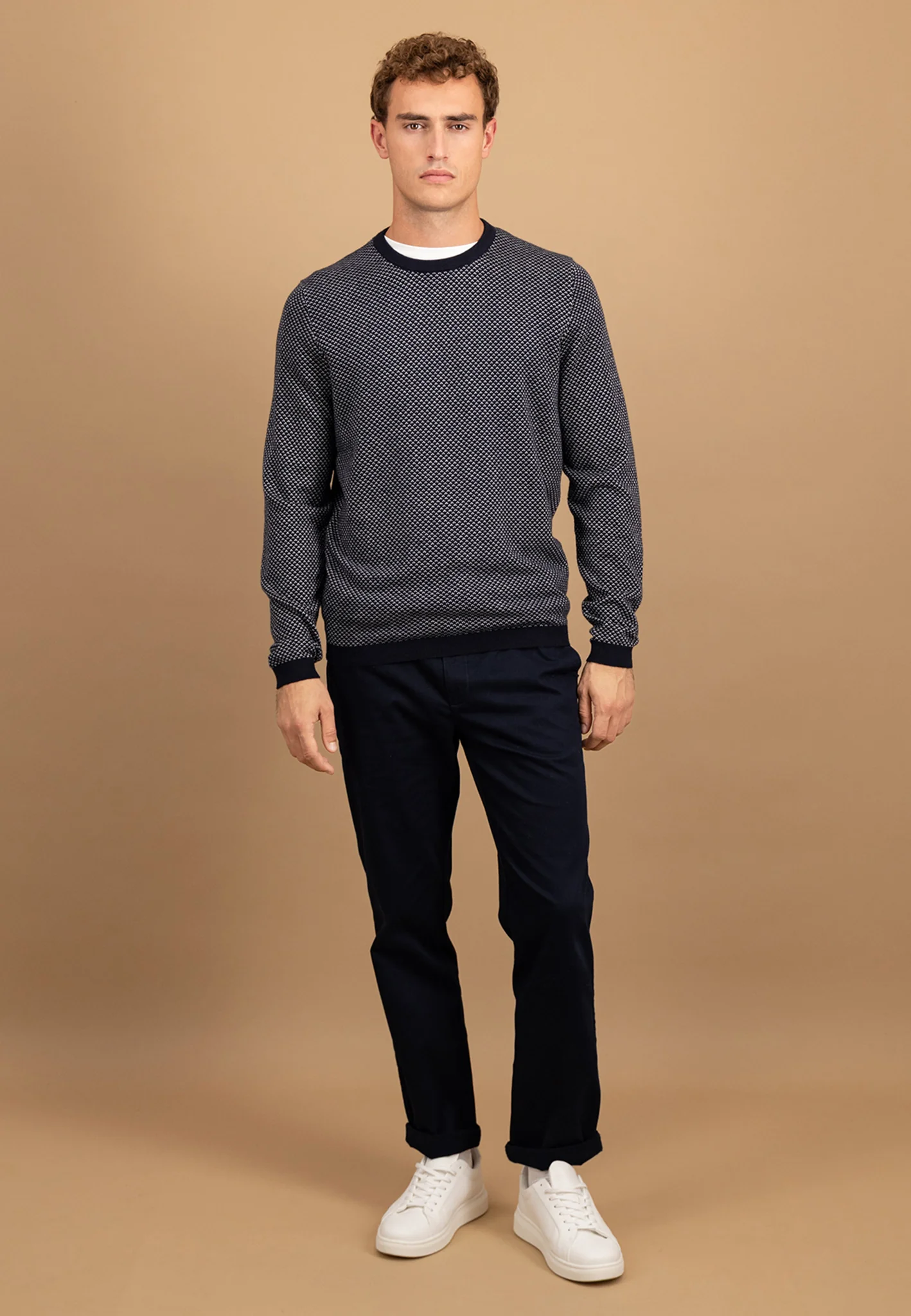 Pullover aus Baumwoll-Kaschmir-Mix mit Strukturmuster - Image 4