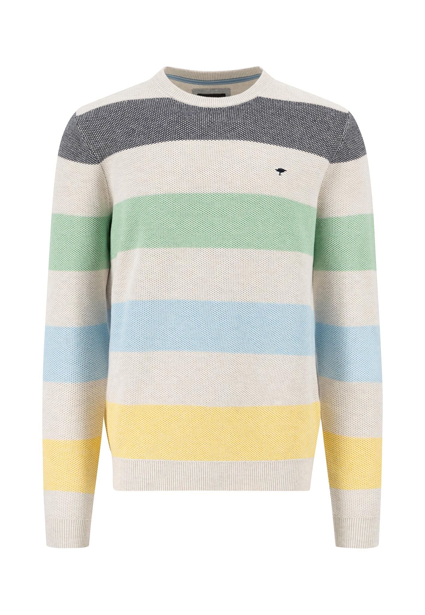 Pullover aus Baumwolle mit Blockstreifen und Logo Detail