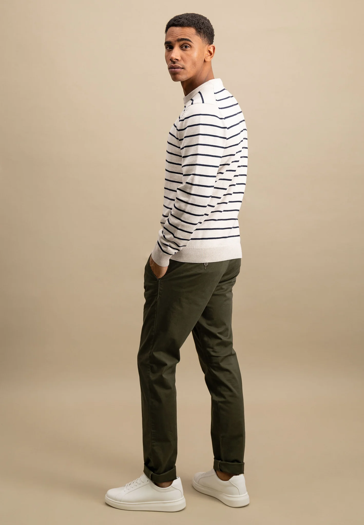 Pullover aus Baumwolle mit feinen Streifen - Image 3
