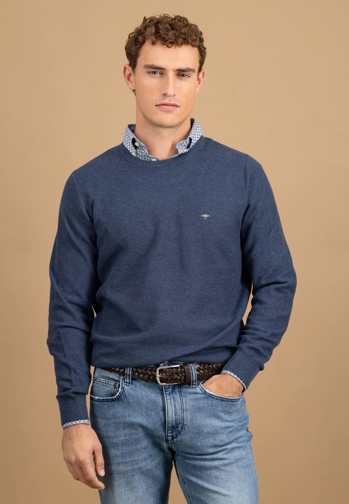 Pullover aus Baumwolle mit feiner Struktur