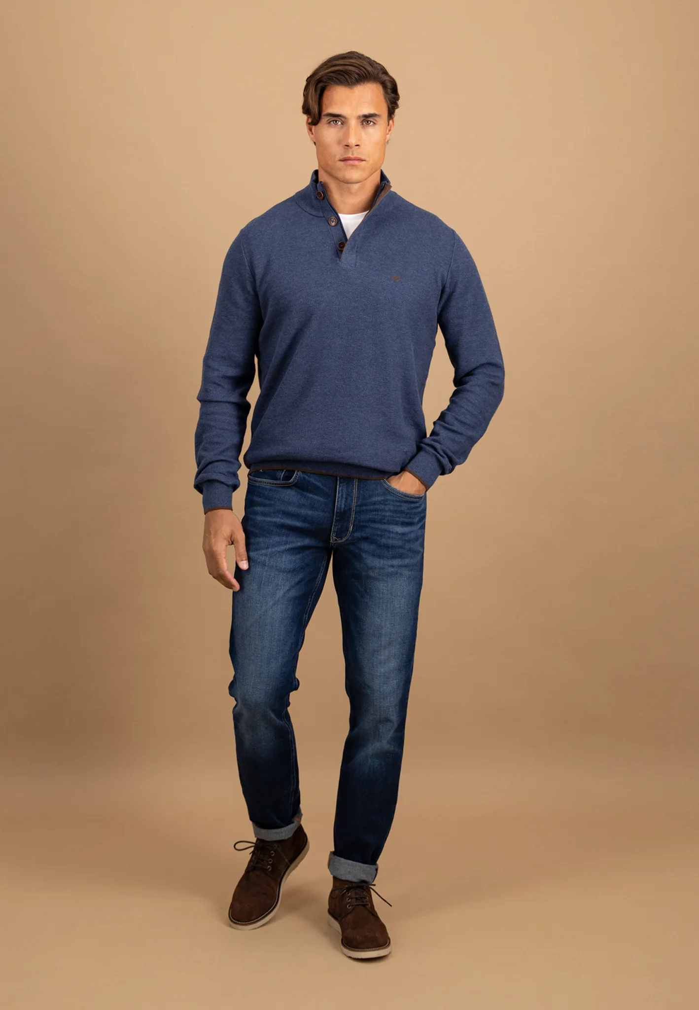 Pullover aus Baumwolle mit Knopfleiste und Stehkragen - Image 18