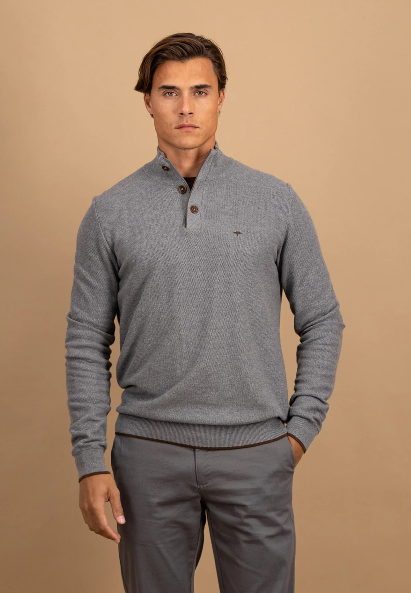 Pullover aus Baumwolle mit Knopfleiste und Stehkragen - Image 23