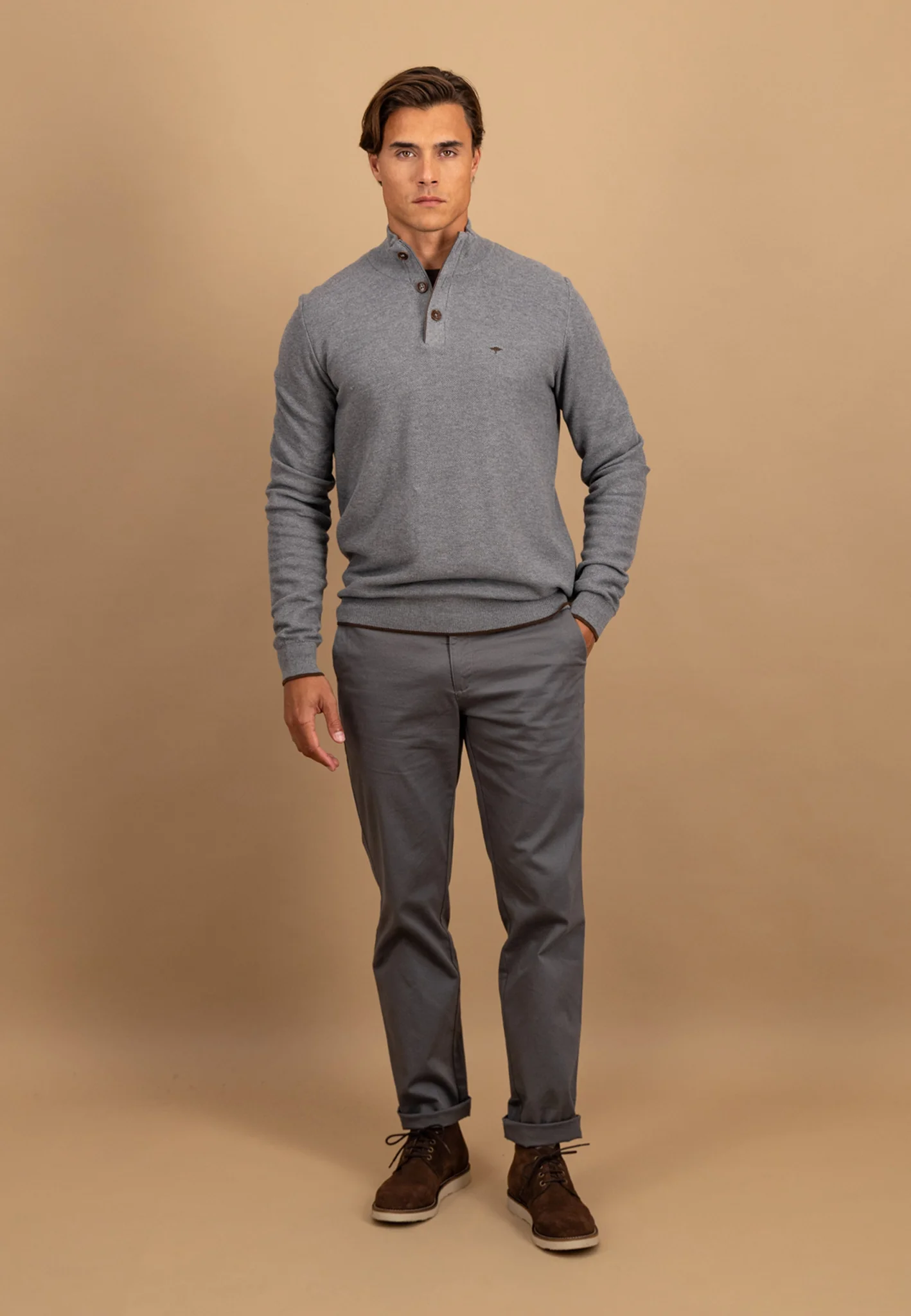 Pullover aus Baumwolle mit Knopfleiste und Stehkragen - Image 24