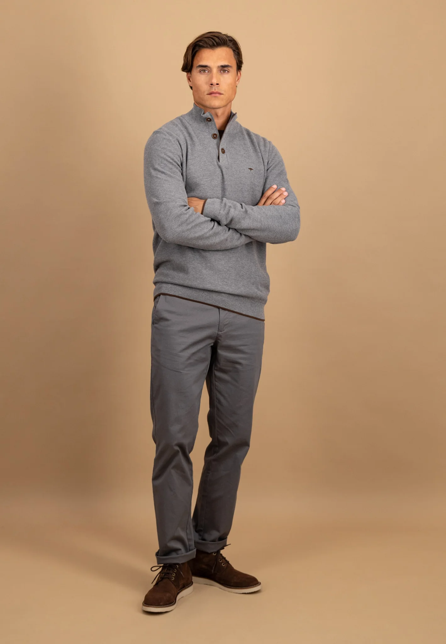 Pullover aus Baumwolle mit Knopfleiste und Stehkragen - Image 26