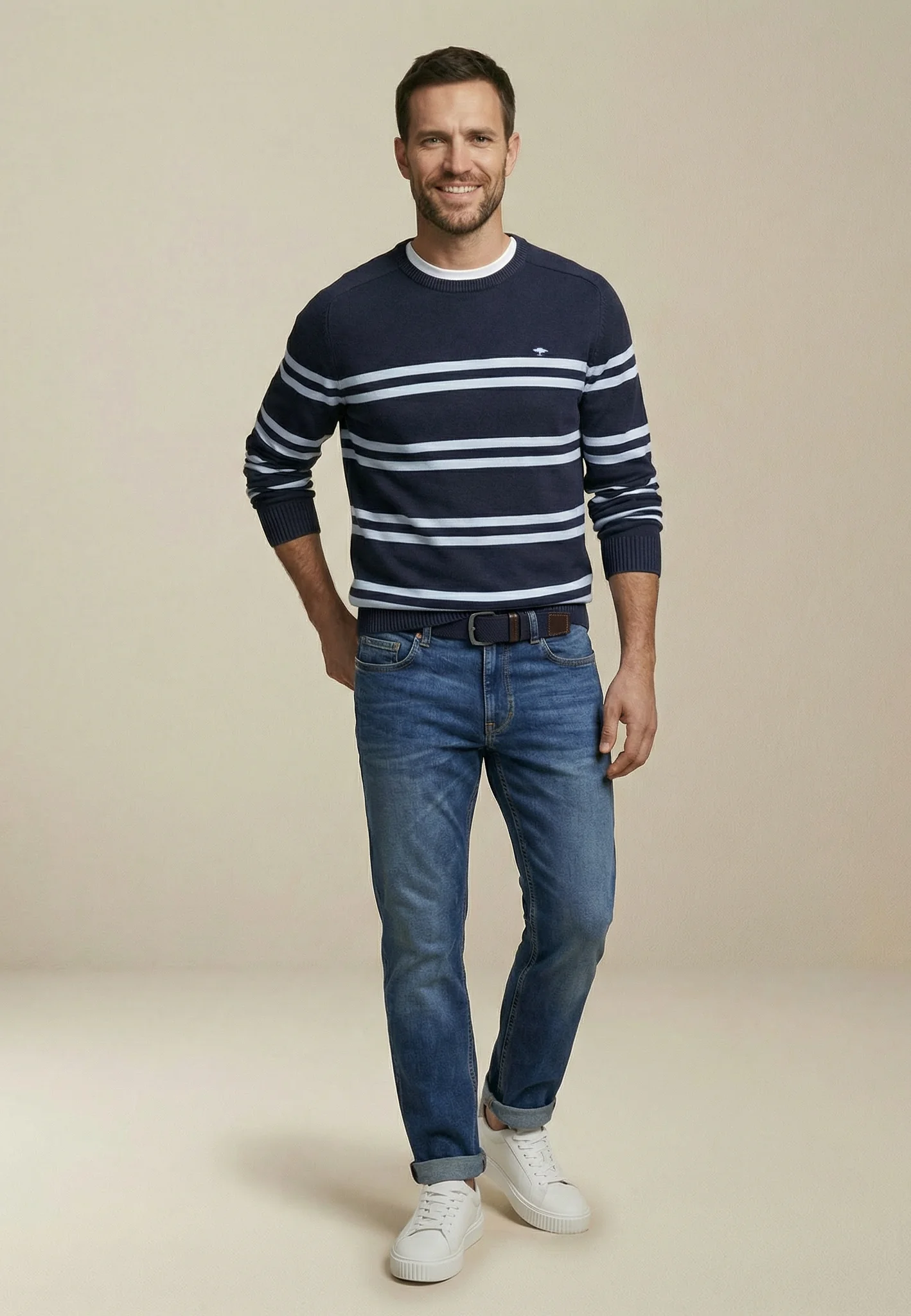 Pullover aus Baumwolle mit maritimen Streifen - Image 2