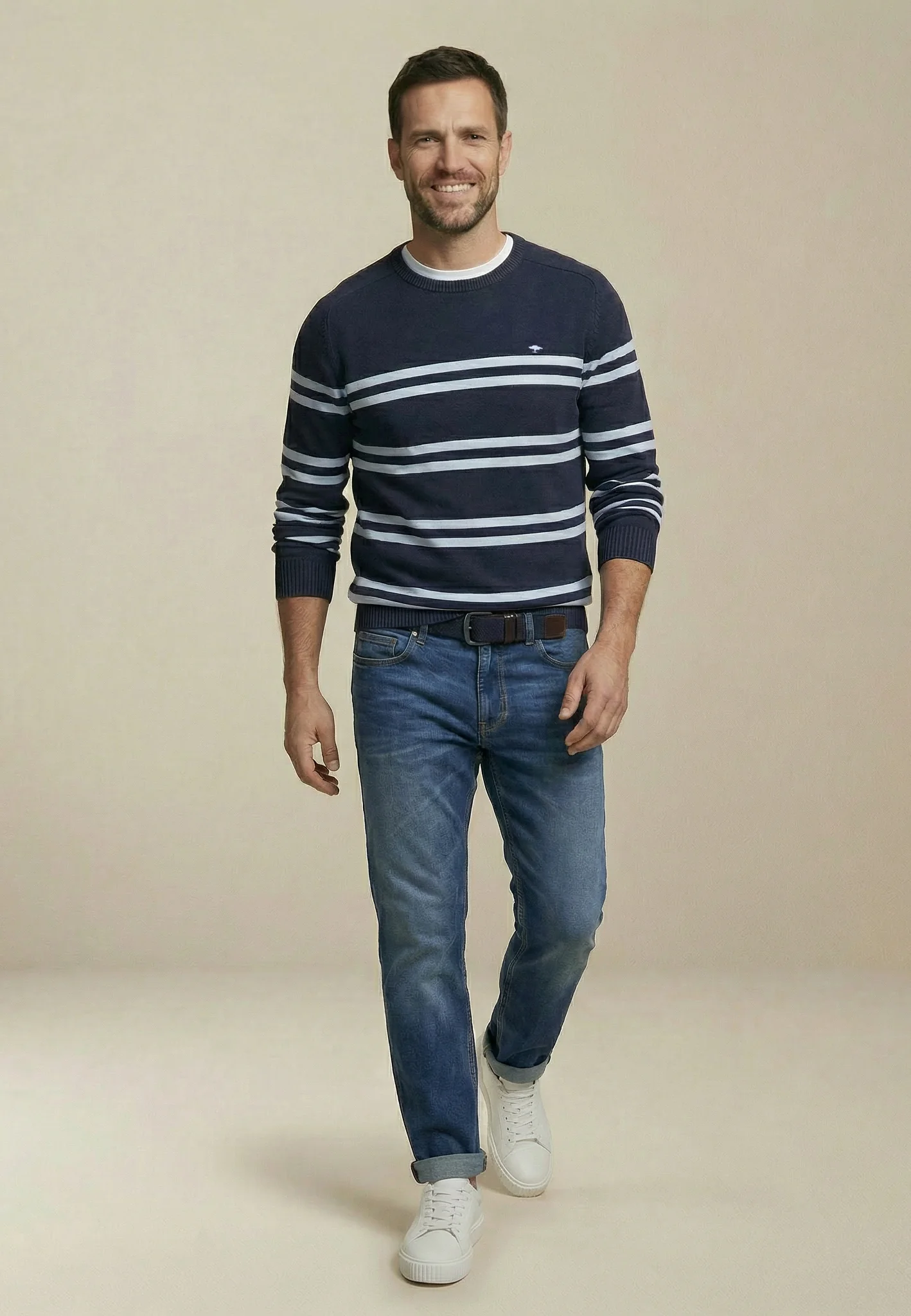 Pullover aus Baumwolle mit maritimen Streifen - Image 3