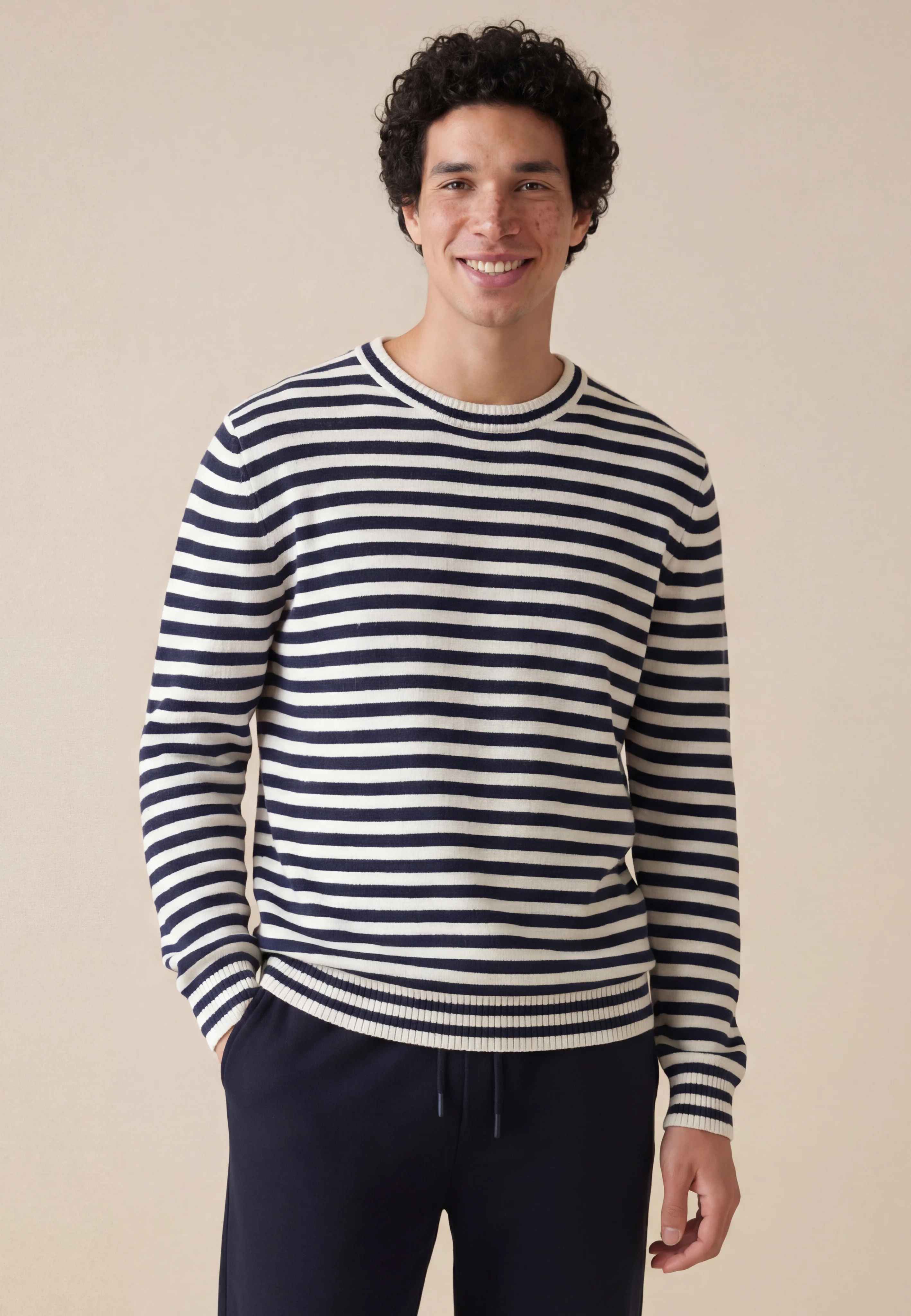 Pullover aus Baumwollmix mit maritimen Streifen