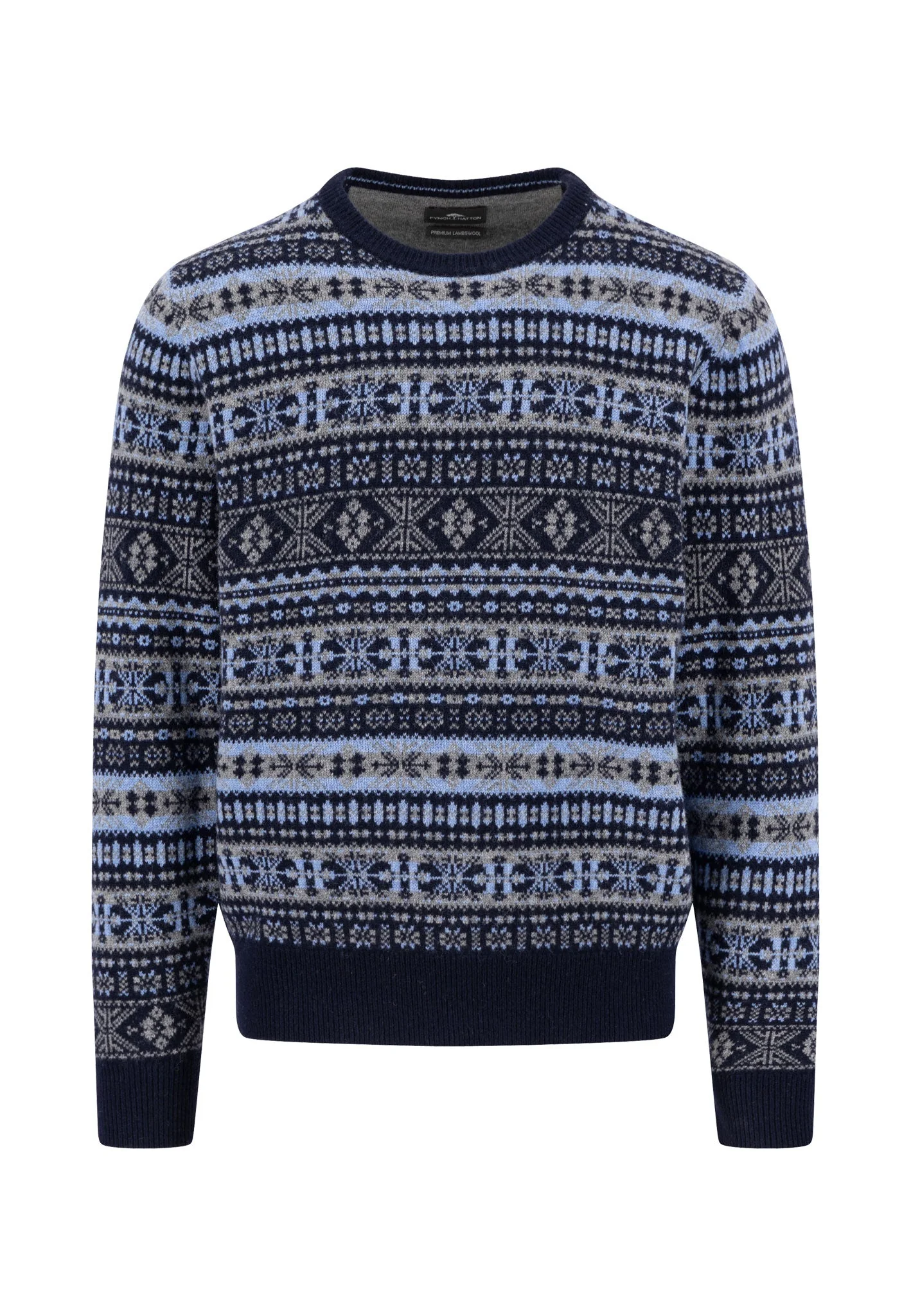 Pullover aus reiner Wolle mit Norwegermuster und Rundhalsausschnitt