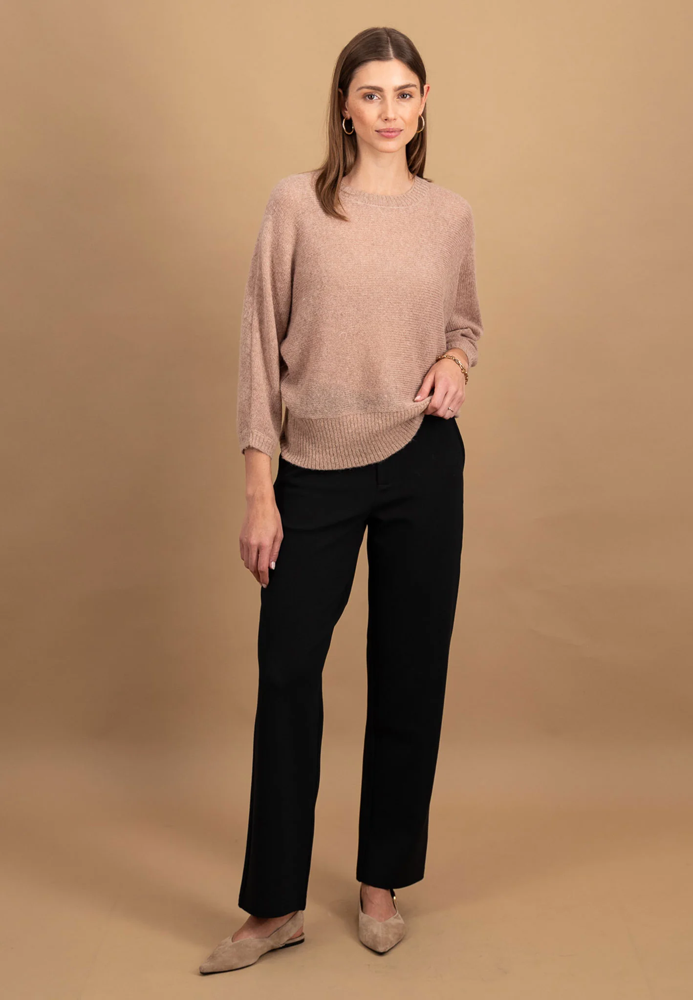 Pullover aus Wollmix mit Rundhalsausschnitt und 3/4-Ärmeln - Image 2