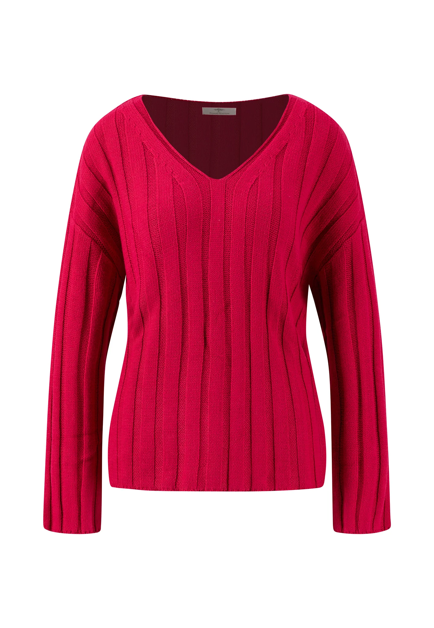Rippstrickpullover mit V-Ausschnitt