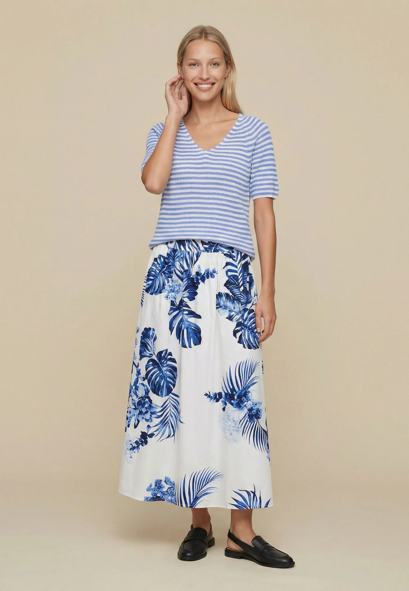 Rock aus Baumwolle mit floralem Allover-Print
