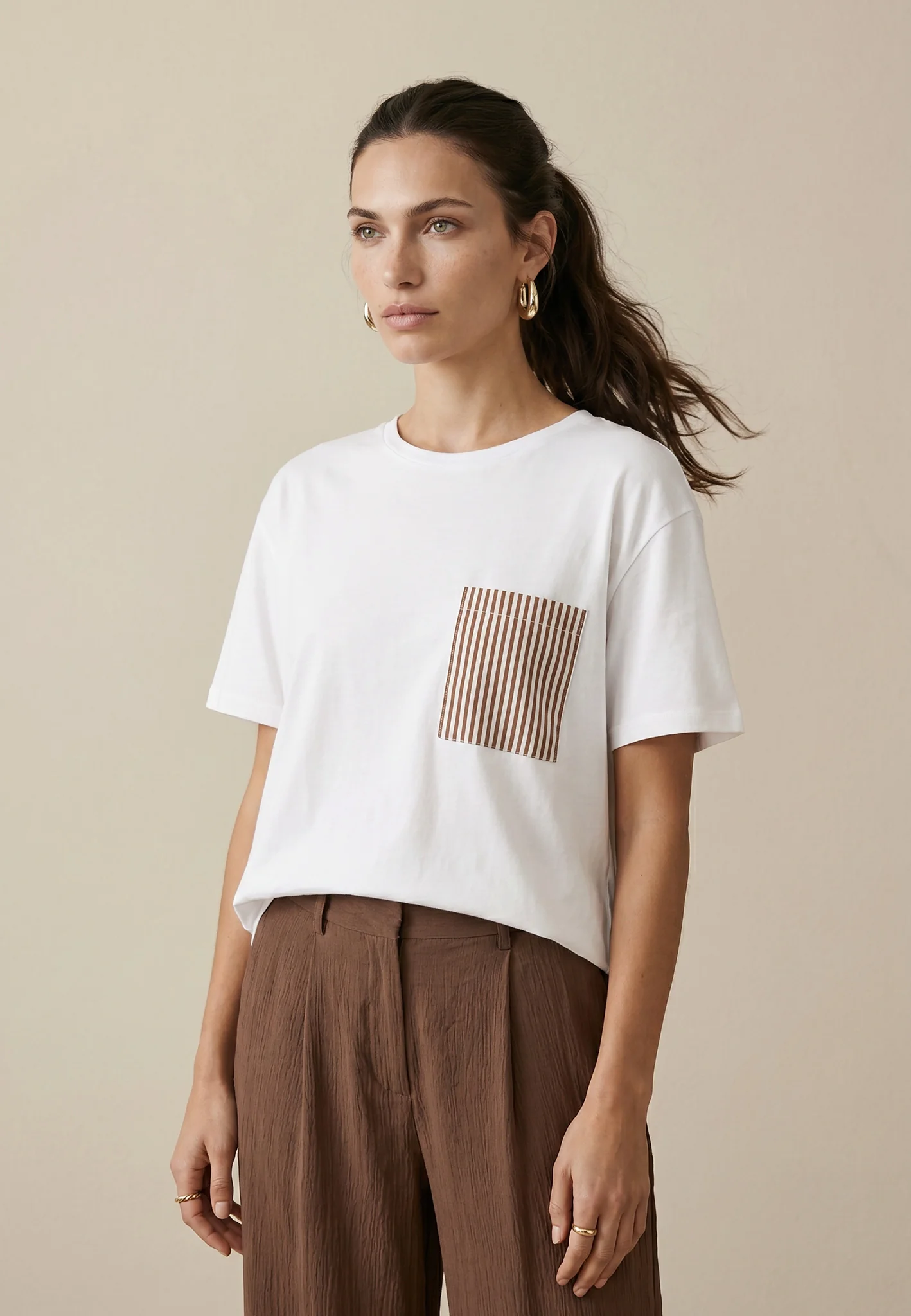 Shirt aus Baumwoll-Viskose-Mix mit Streifendetail