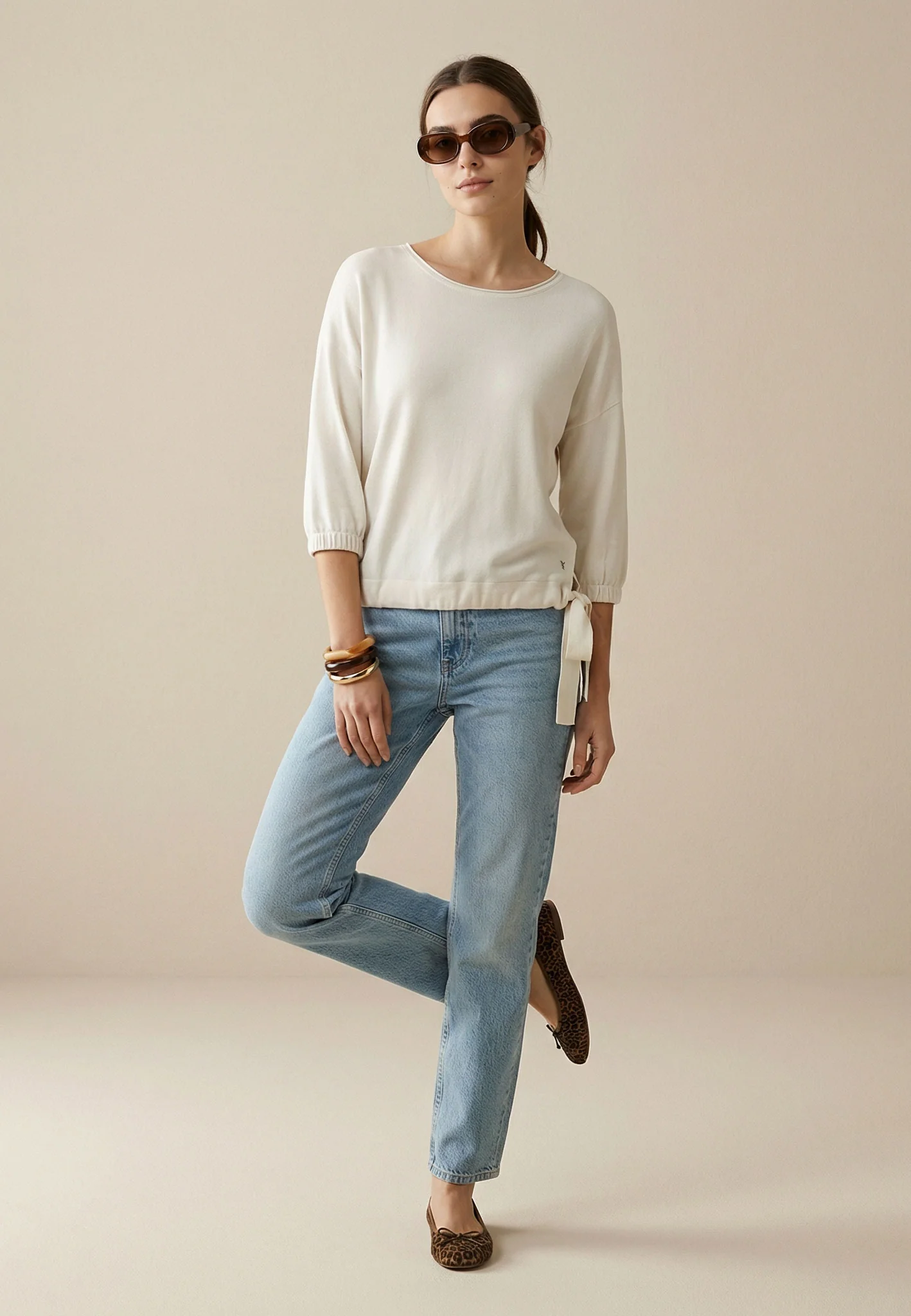 Shirt aus Viskosemix mit Bindedetail am Saum - Image 2