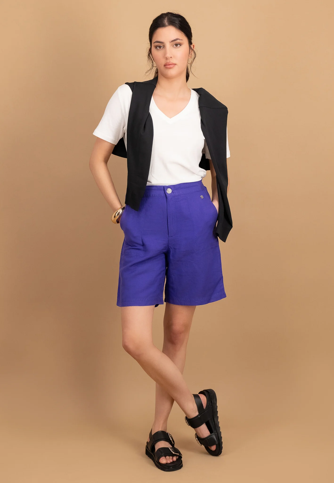 Shorts aus Leinen-Mix mit Taschen - Image 11