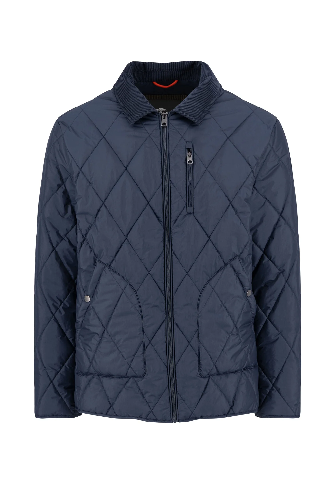 Steppjacke mit Rautenstepp und Cordkragen