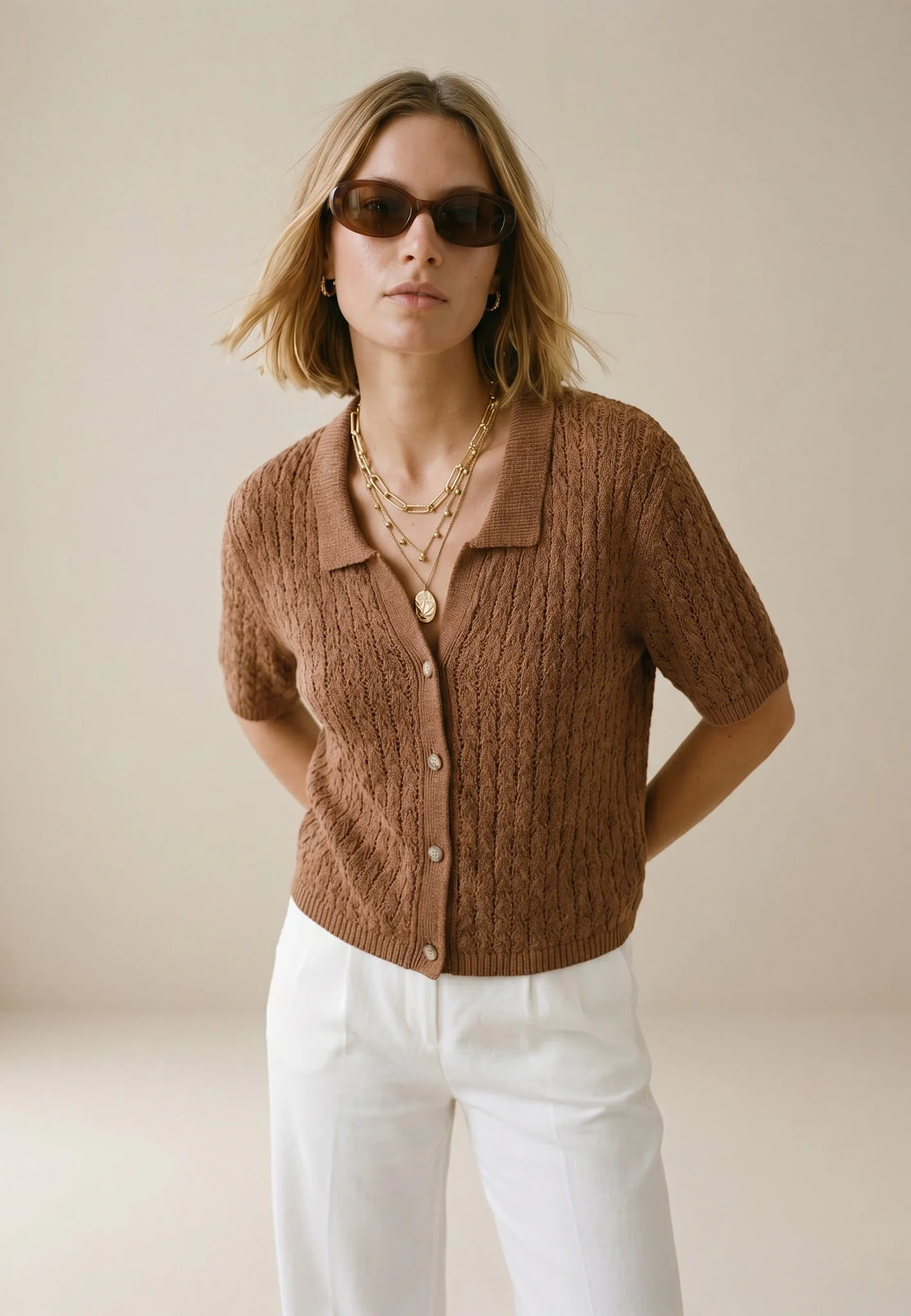 Strickjacke aus Baumwoll-Mix mit Strukturmuster