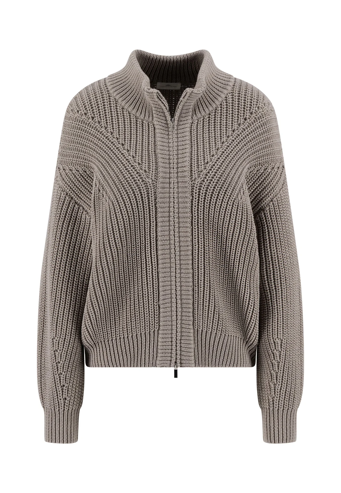 Strickjacke aus Baumwollmix mit Strukturmuster und Reißverschluss - Image 10