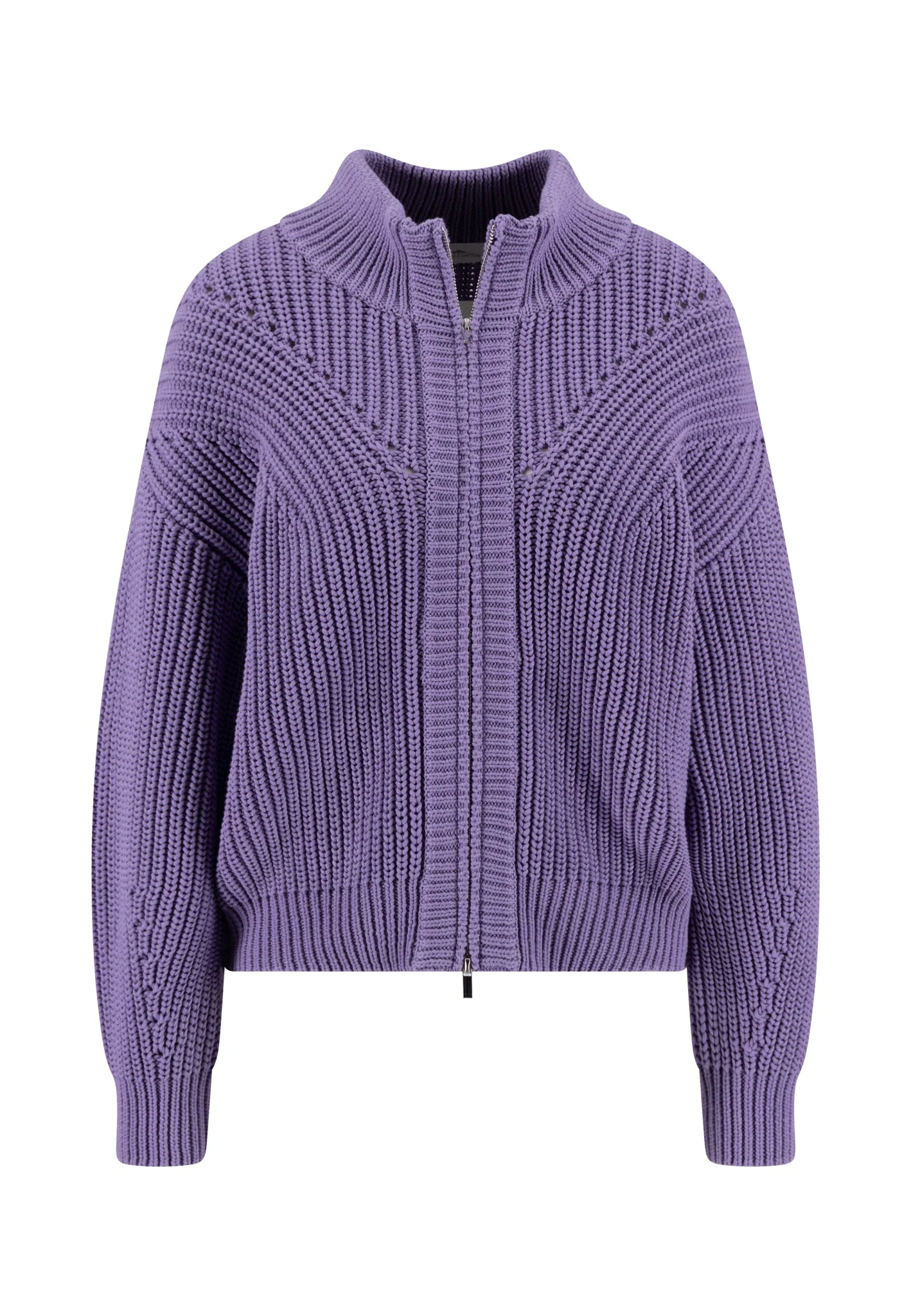 Strickjacke aus Baumwollmix mit Strukturmuster und Reißverschluss - Image 5