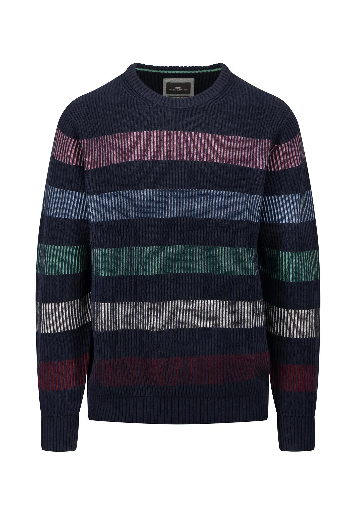 Strickpullover aus Baumwoll-Wollmix mit Multicolor-Streifen