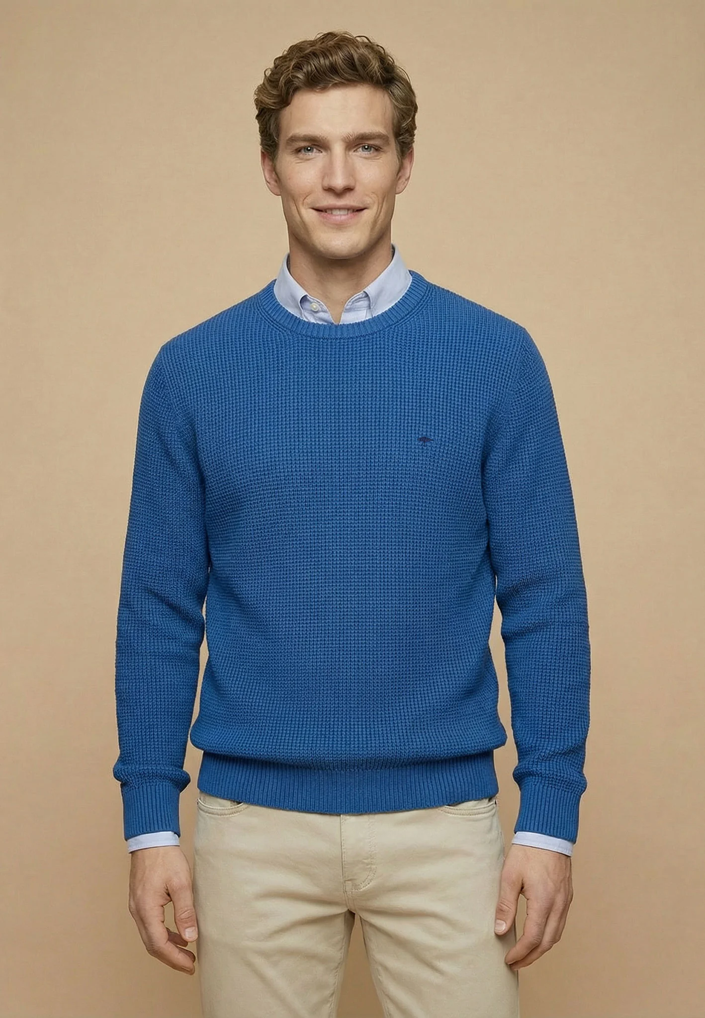 Strickpullover aus Baumwolle mit Strukturmuster