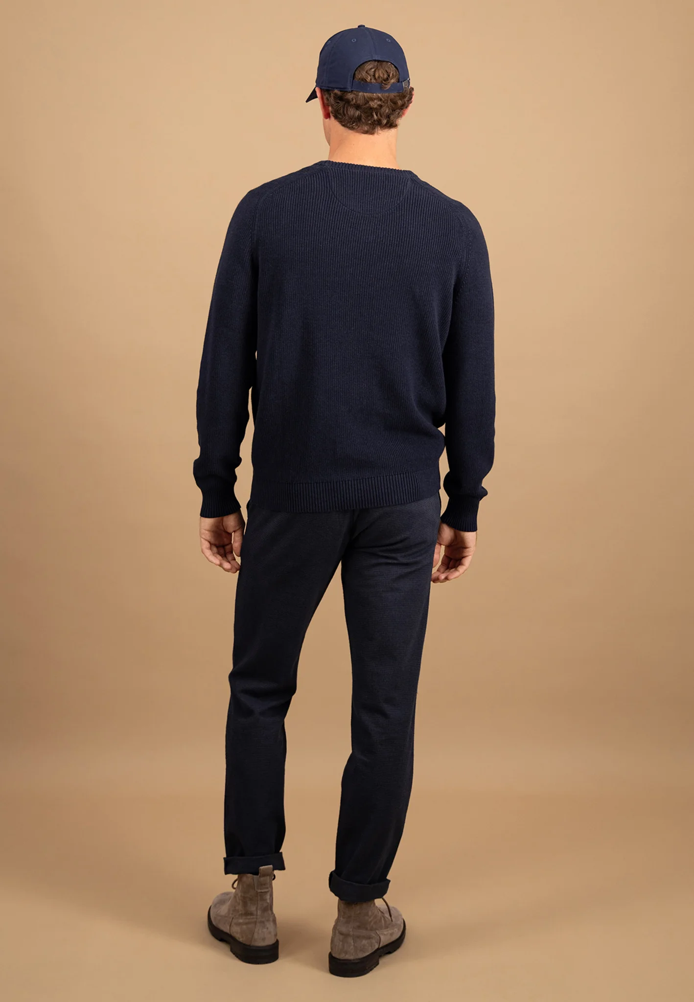 Strickpullover aus Baumwolle mit Strukturmuster und Rundhalsausschnitt - Image 3