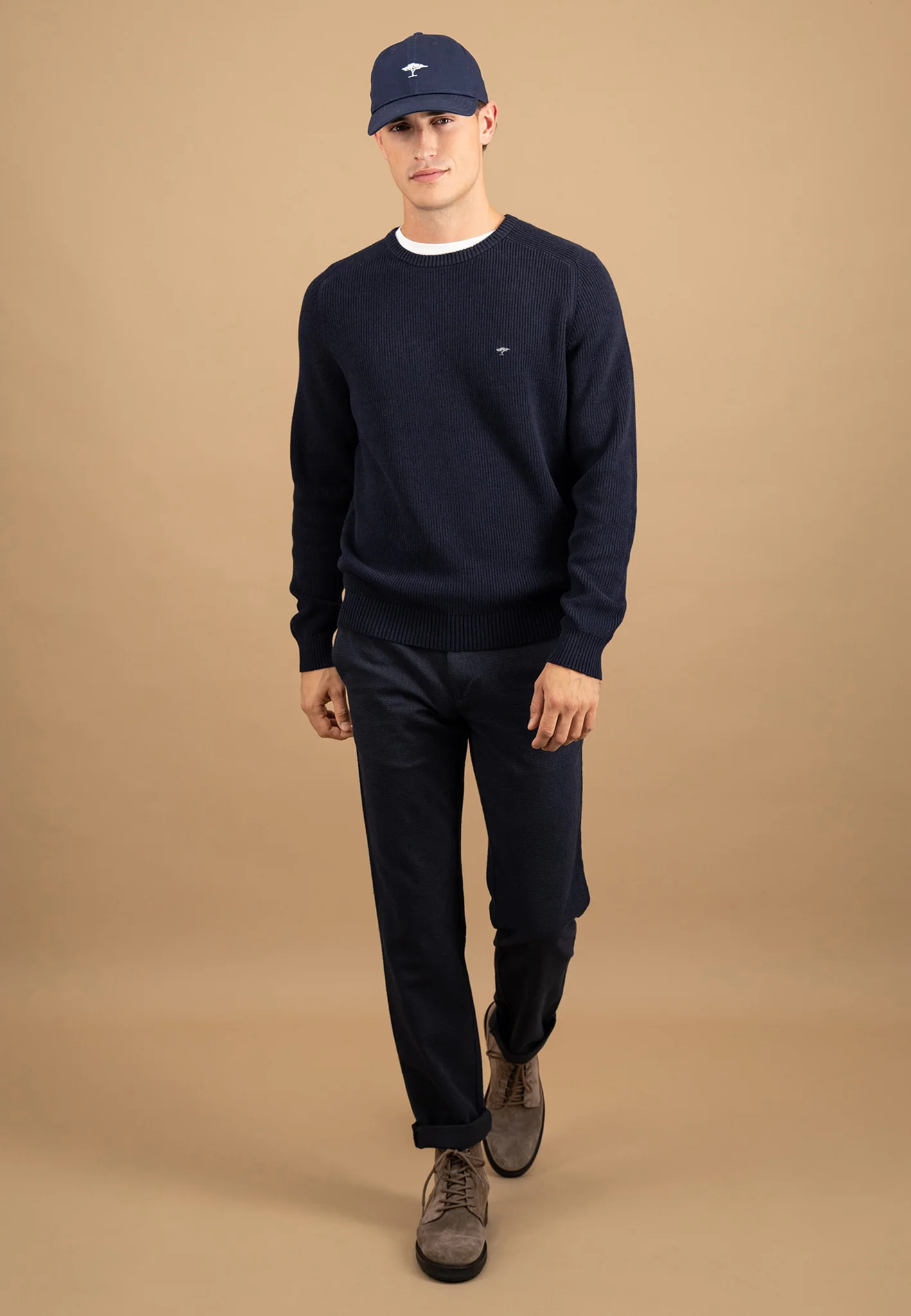 Strickpullover aus Baumwolle mit Strukturmuster und Rundhalsausschnitt - Image 4