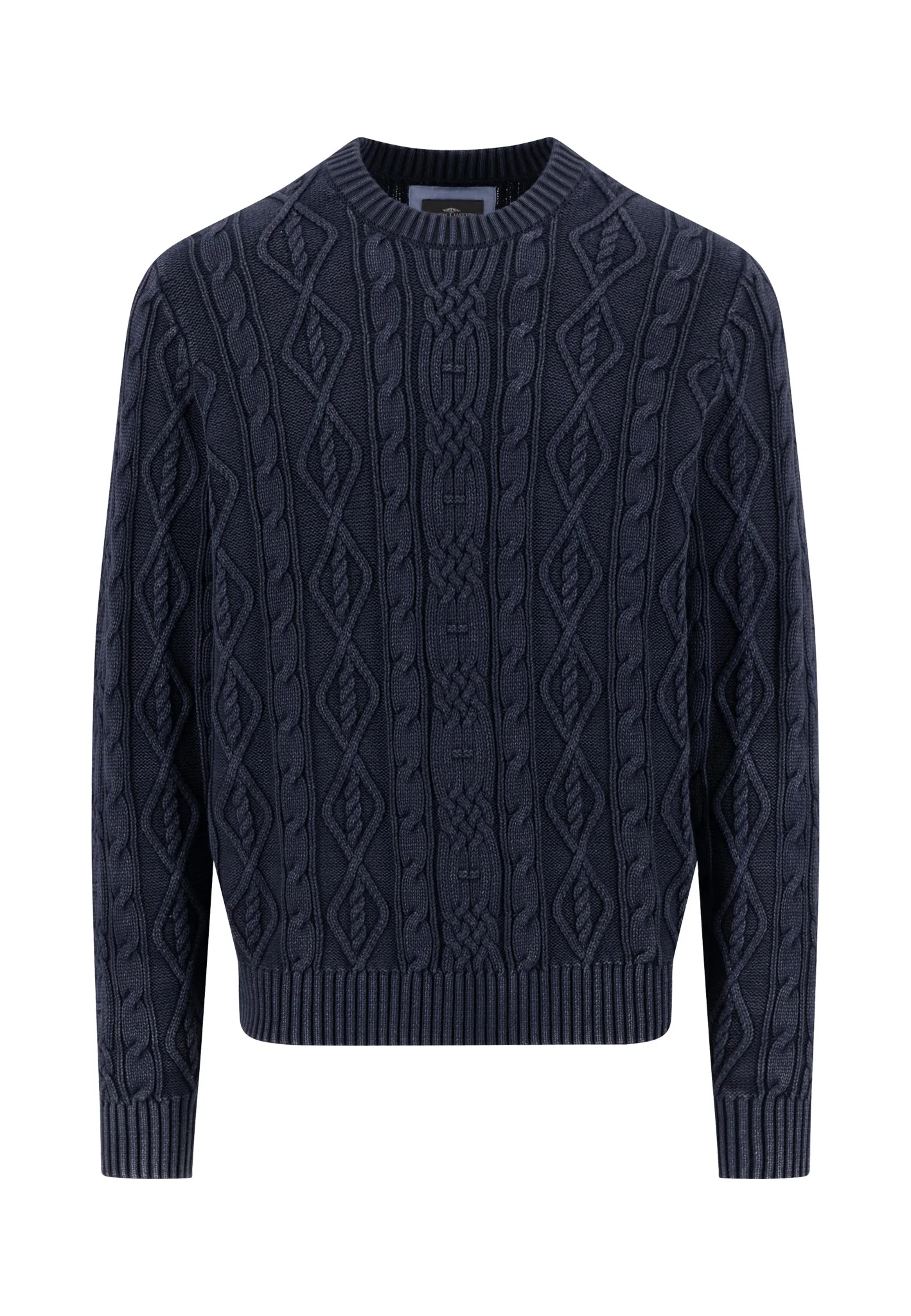 Strickpullover aus Baumwolle mit Zopfstruktur und Rundhalsausschnitt - Image 4