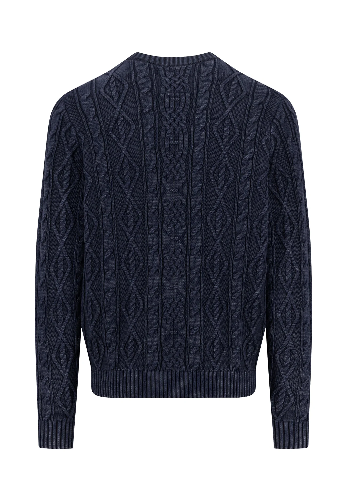 Strickpullover aus Baumwolle mit Zopfstruktur und Rundhalsausschnitt - Image 5