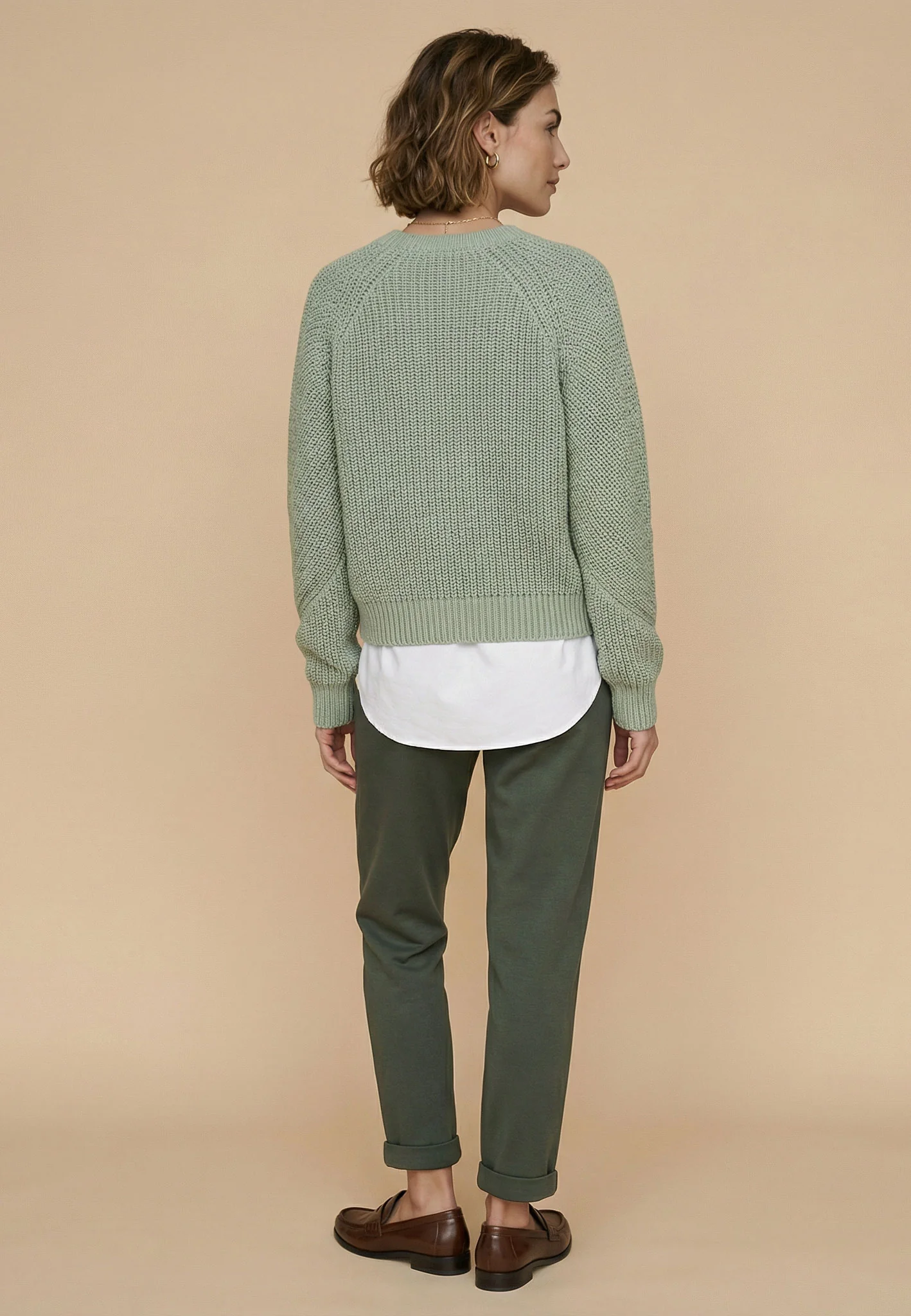 Strickpullover aus Baumwollmix mit Strukturstrick und Rundhalsausschnitt - Image 8