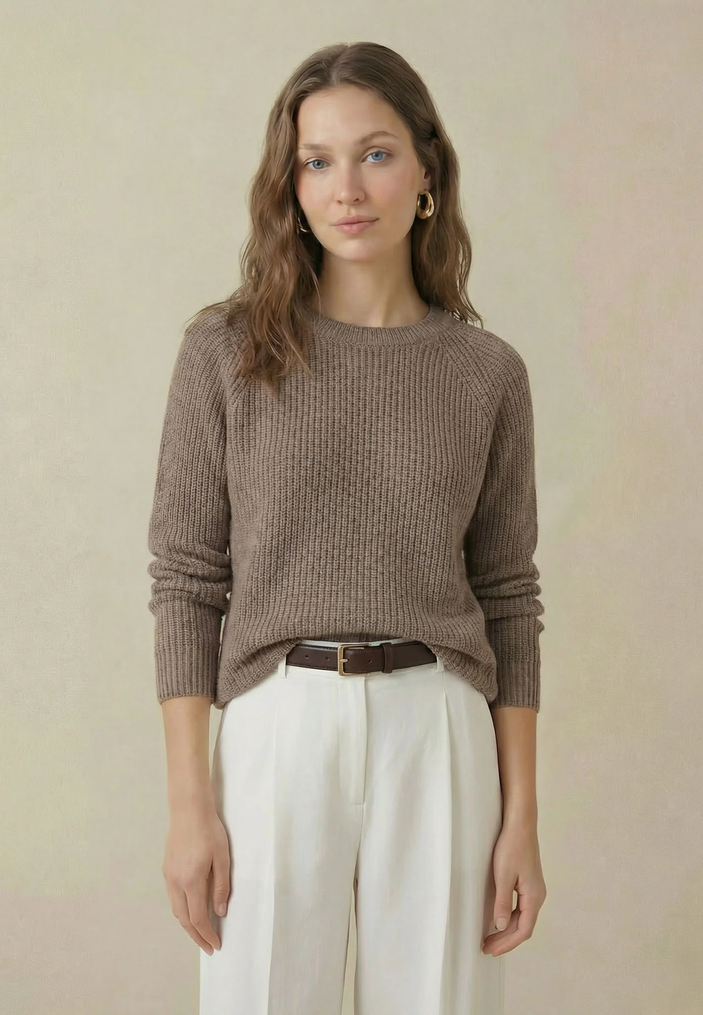 Strickpullover aus Leinen mit Rundhalsausschnitt