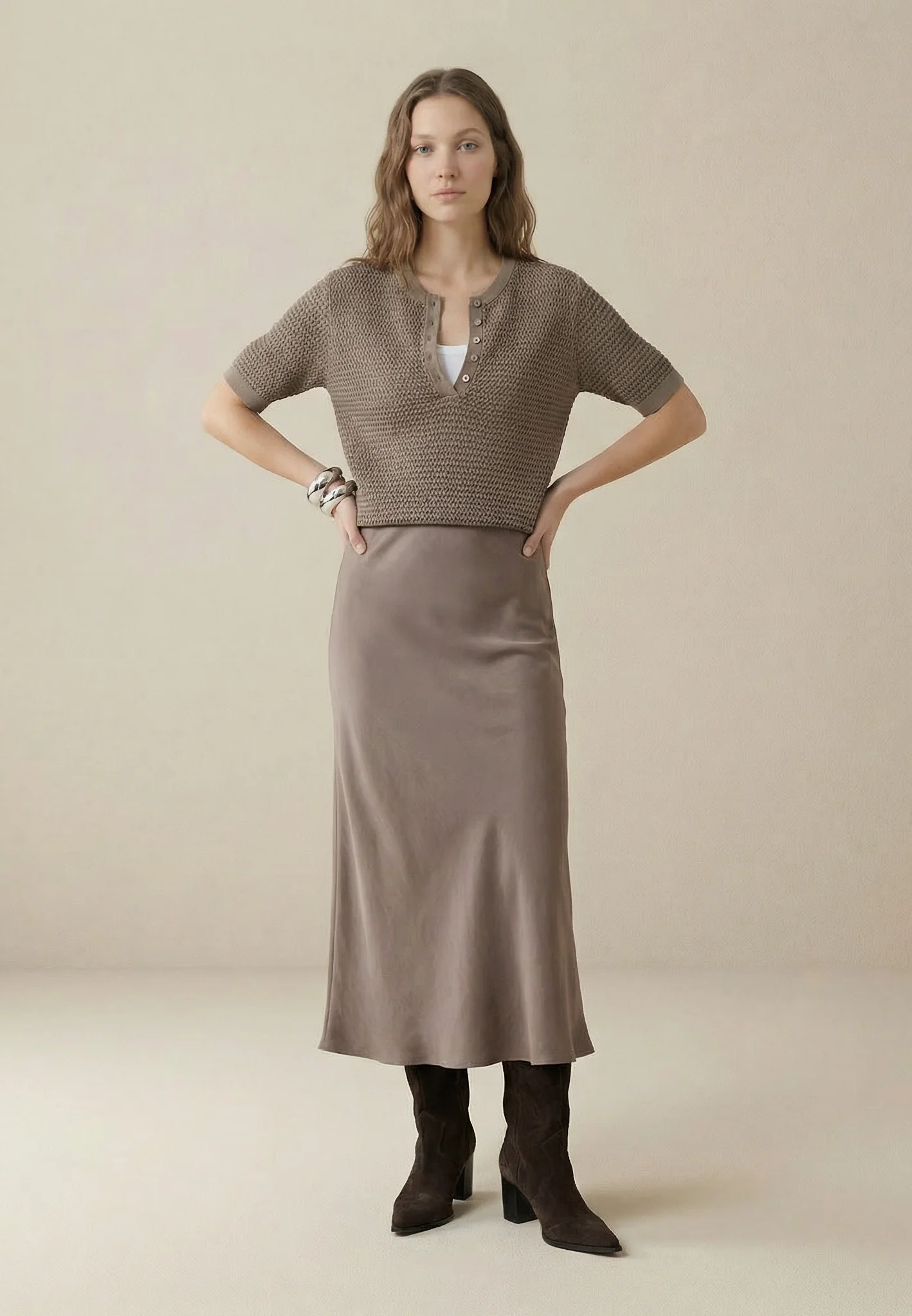 Strickshirt aus Baumwolle mit Knopfleiste und Strukturmuster - Image 8