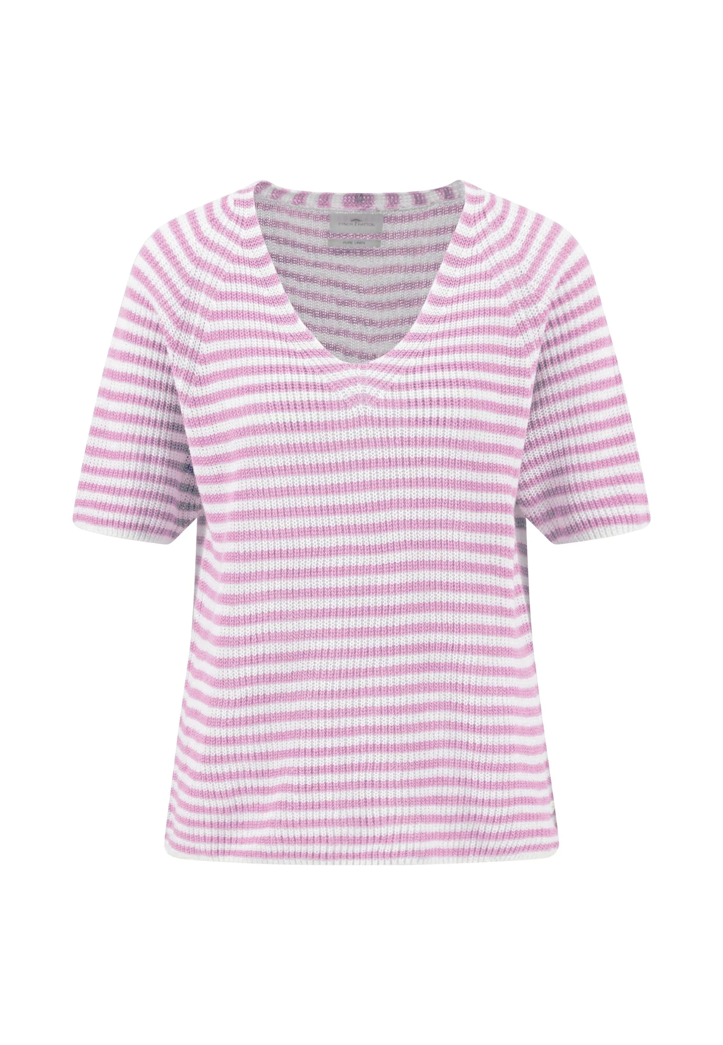 Strickshirt aus Leinen mit Streifenmuster und V-Ausschnitt - Image 11