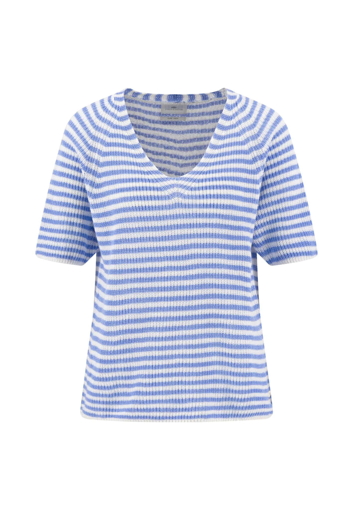Strickshirt aus Leinen mit Streifenmuster und V-Ausschnitt - Image 13
