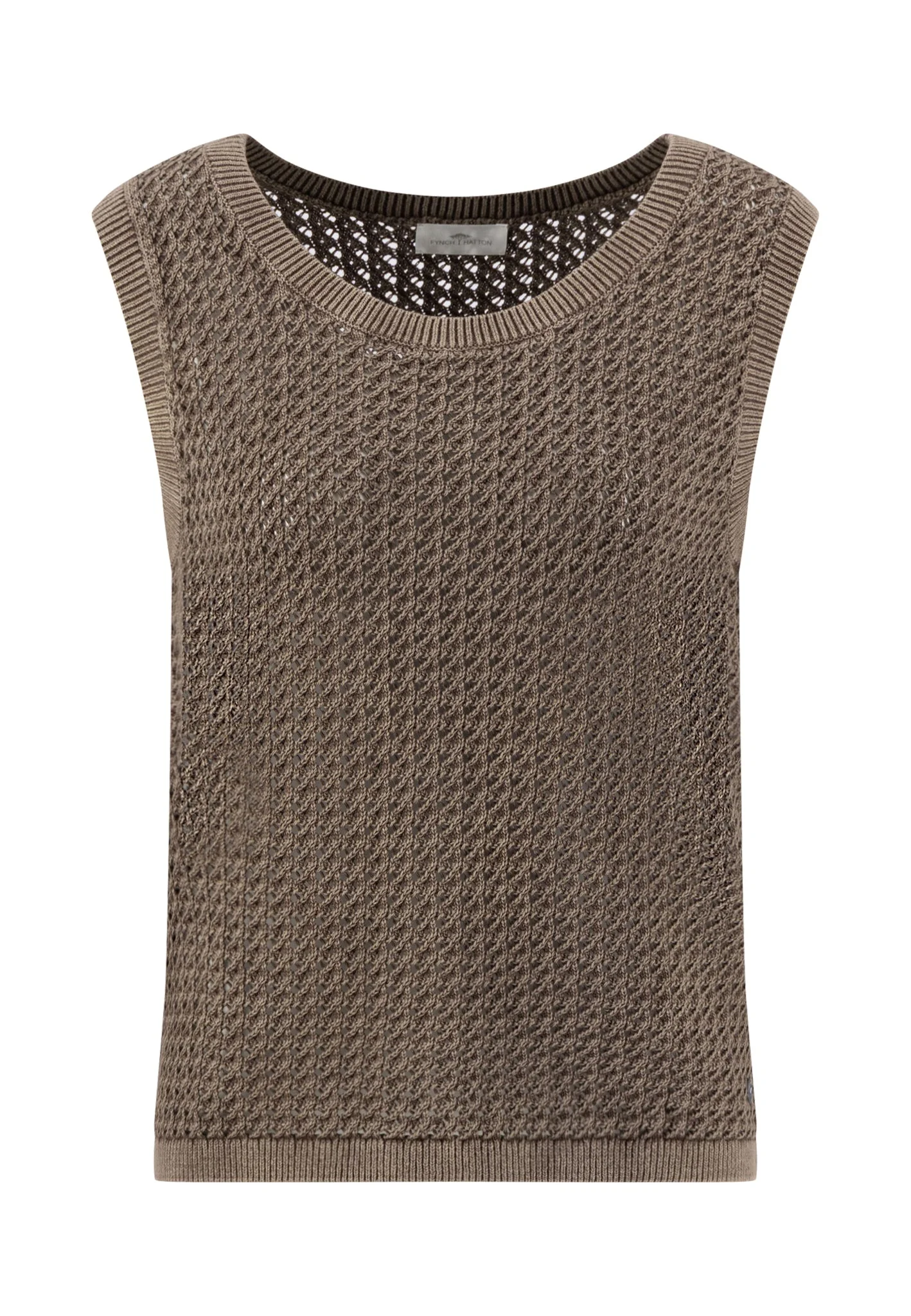 Stricktop aus Baumwolle mit Ajourmuster und Rundhalsausschnitt - Image 3