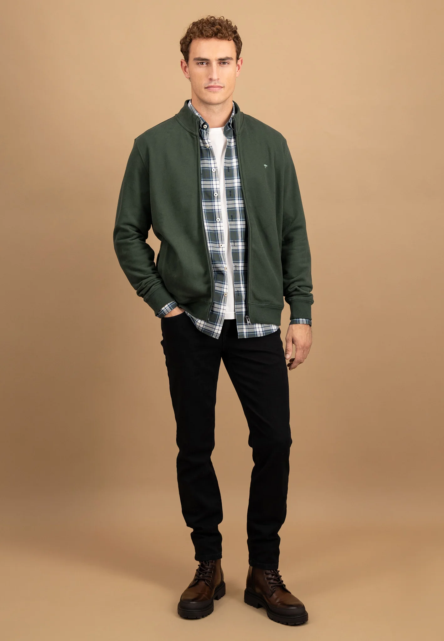 Sweatjacke aus Baumwolle mit Stehkragen und Reißverschluss - Image 2