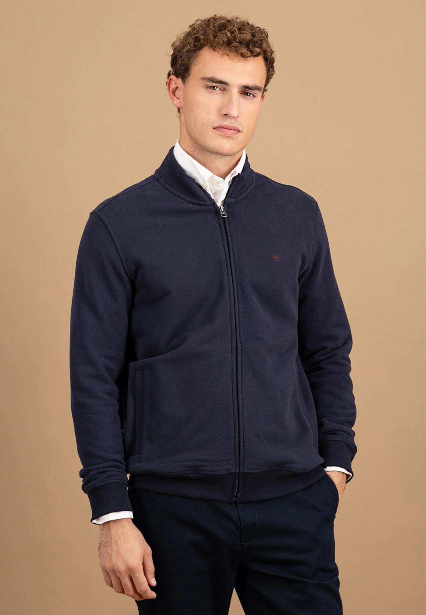 Sweatjacke aus Baumwolle mit Stehkragen und Reißverschluss - Image 9