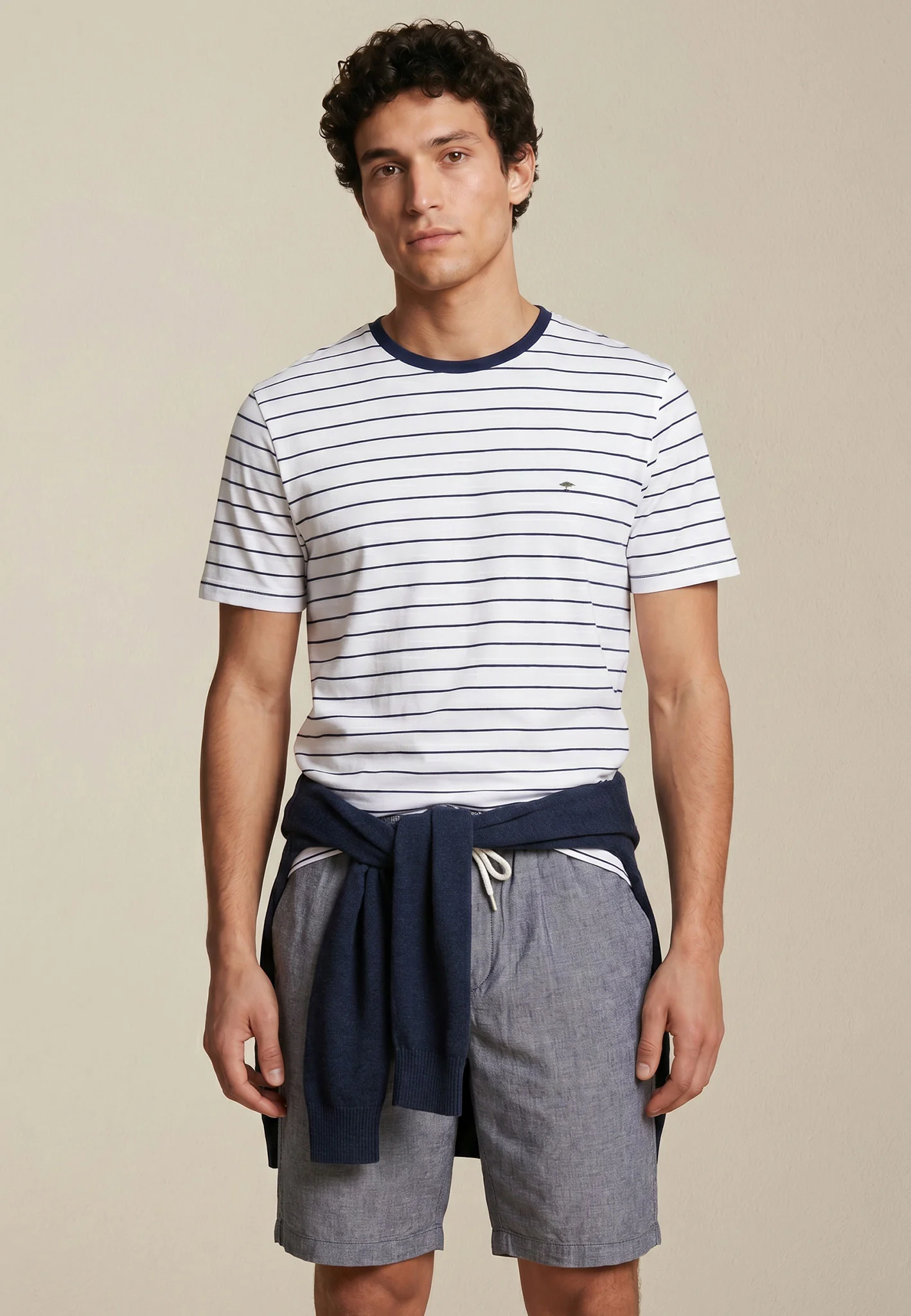 T-Shirt aus Baumwolle mit Slub-Webart und Streifenmuster