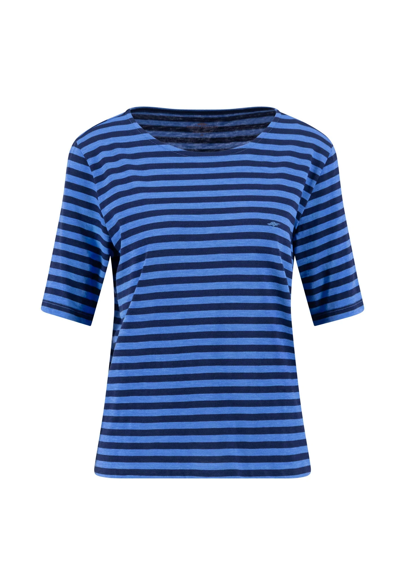 T-Shirt aus Baumwolle mit Streifenmuster und Rundhalsausschnitt