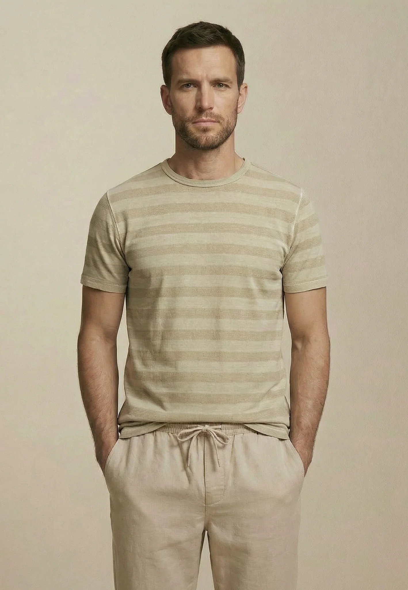 T-Shirt aus Baumwolle mit Strukturstreifen und Rundhalsausschnitt - Image 11