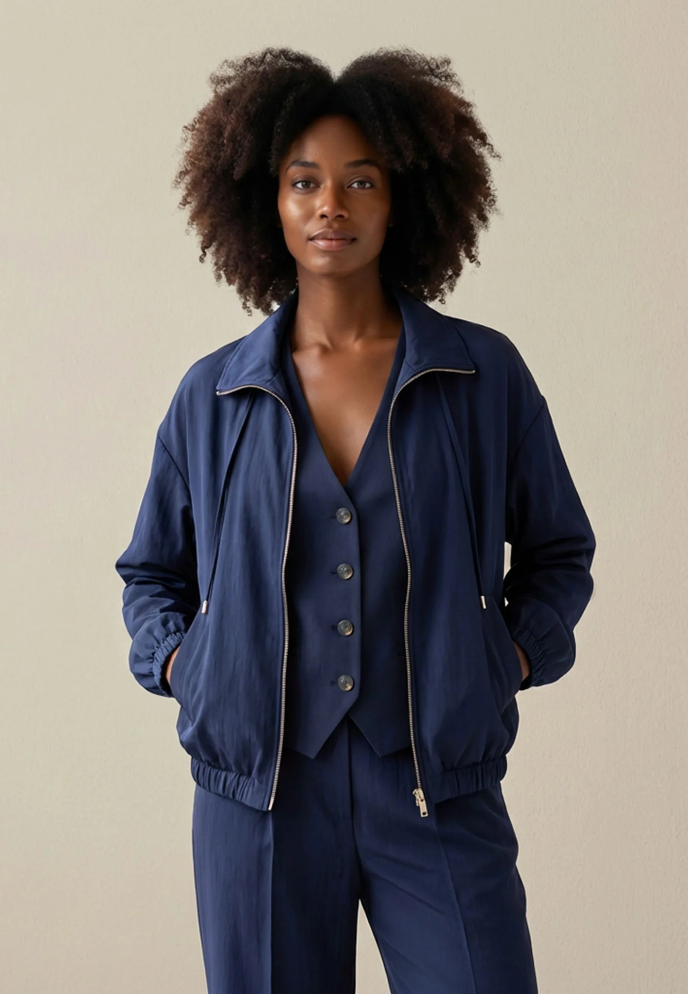 Twilljacke aus Lyocell-Viskose-Mix mit Reißverschluss - Image 6