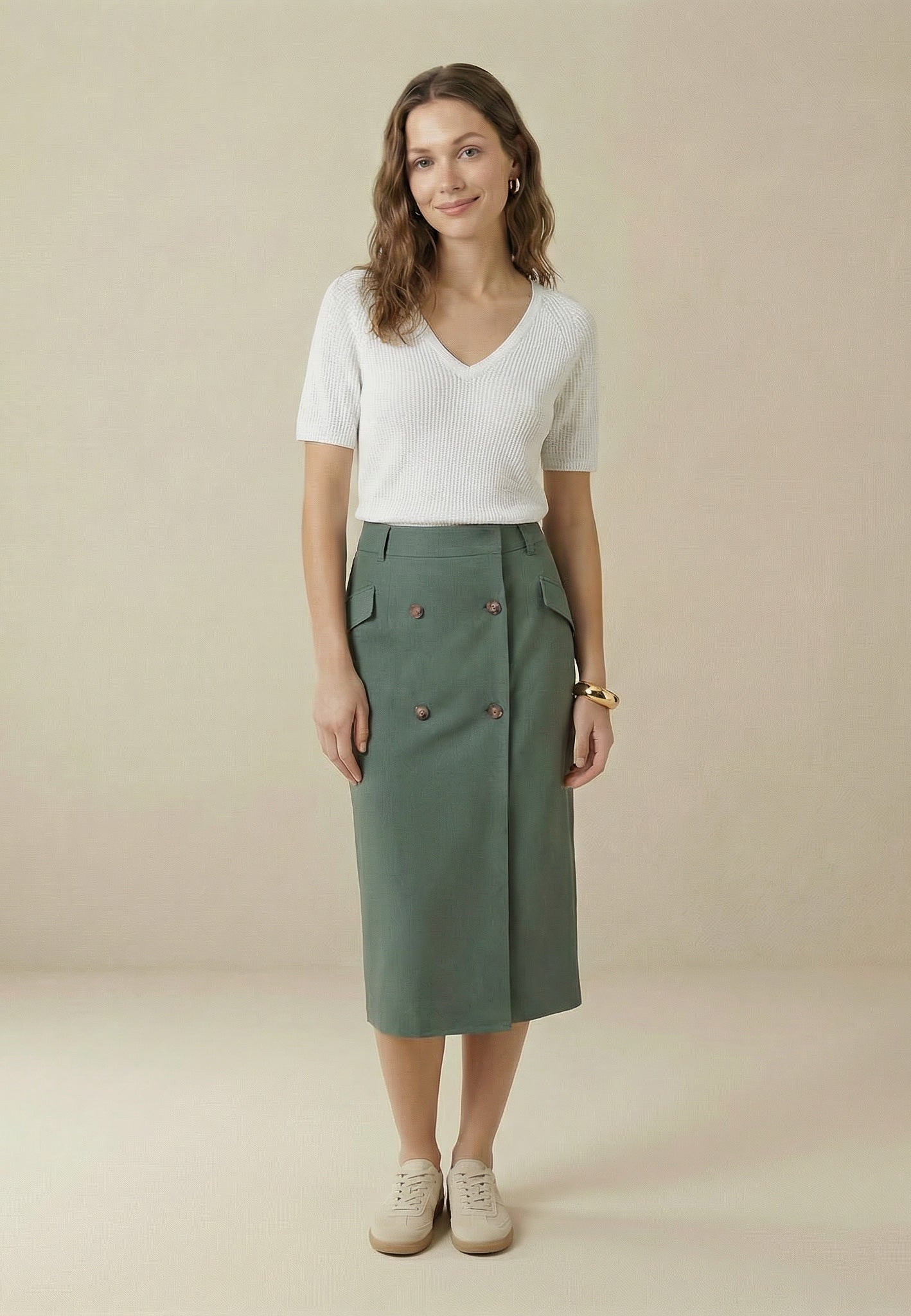 Twillrock aus Polyester-Viskose-Mix mit Knopfdetail - Image 3